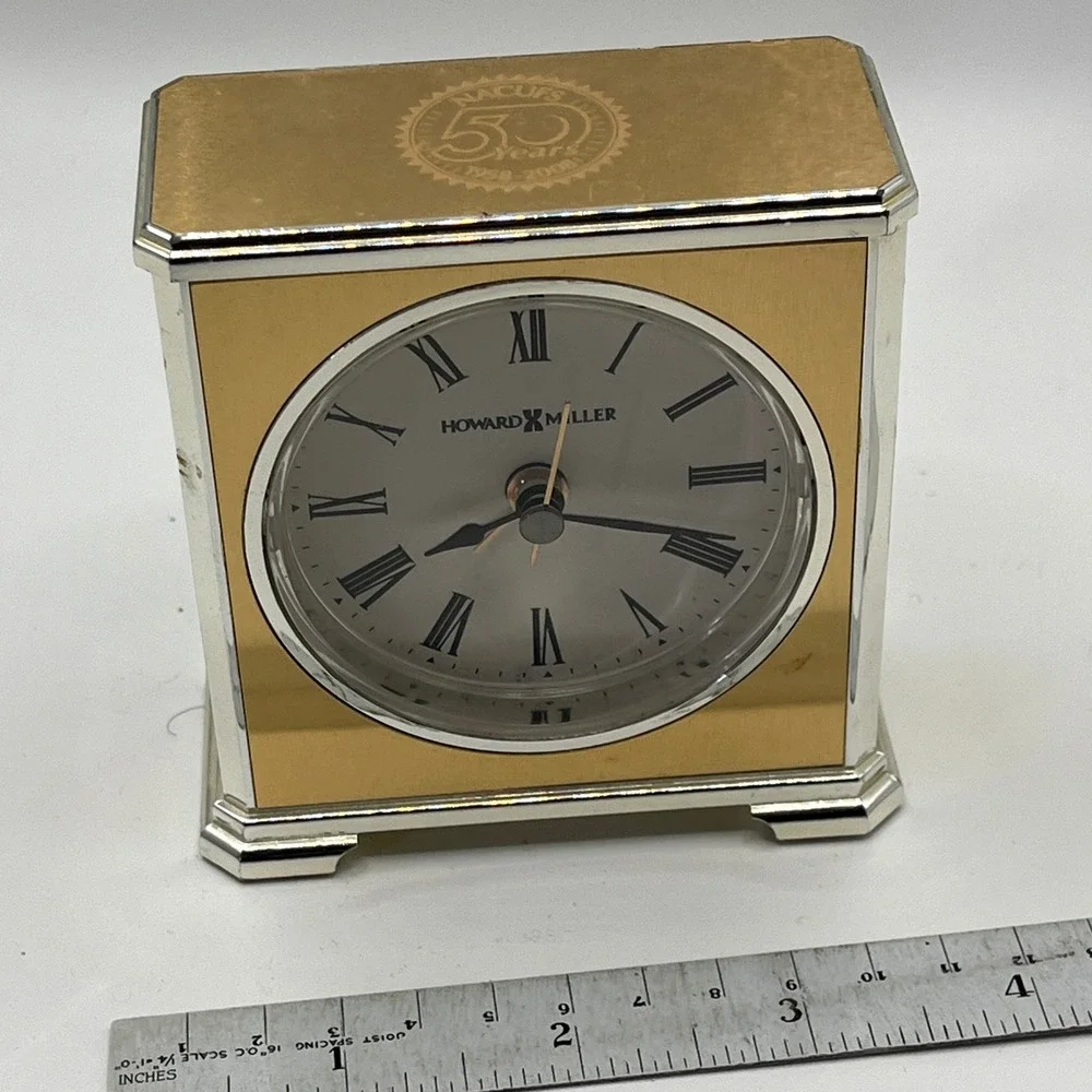 Howard Miller 645-689 Gold Tone Desk‎ Alarm Clock NACUFS 50 Years Anniversary